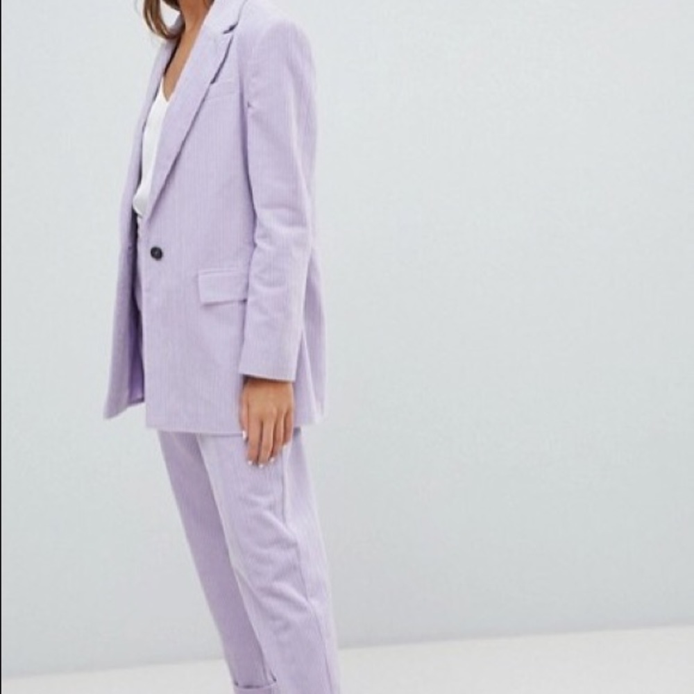 NWT ASOS purple corduroy suit jacket and pants sz4